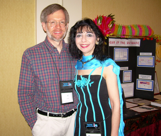 Jeff and Josephine answering questions at the Clubhouse Database booth