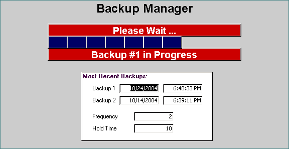 Backup Manager display
